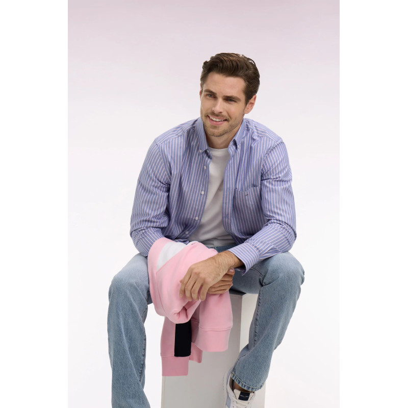 Chemise Eden en oxford ciel et rose rayé EDEN PARK - 1