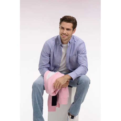 Chemise Eden en oxford ciel et rose rayé EDEN PARK - 1