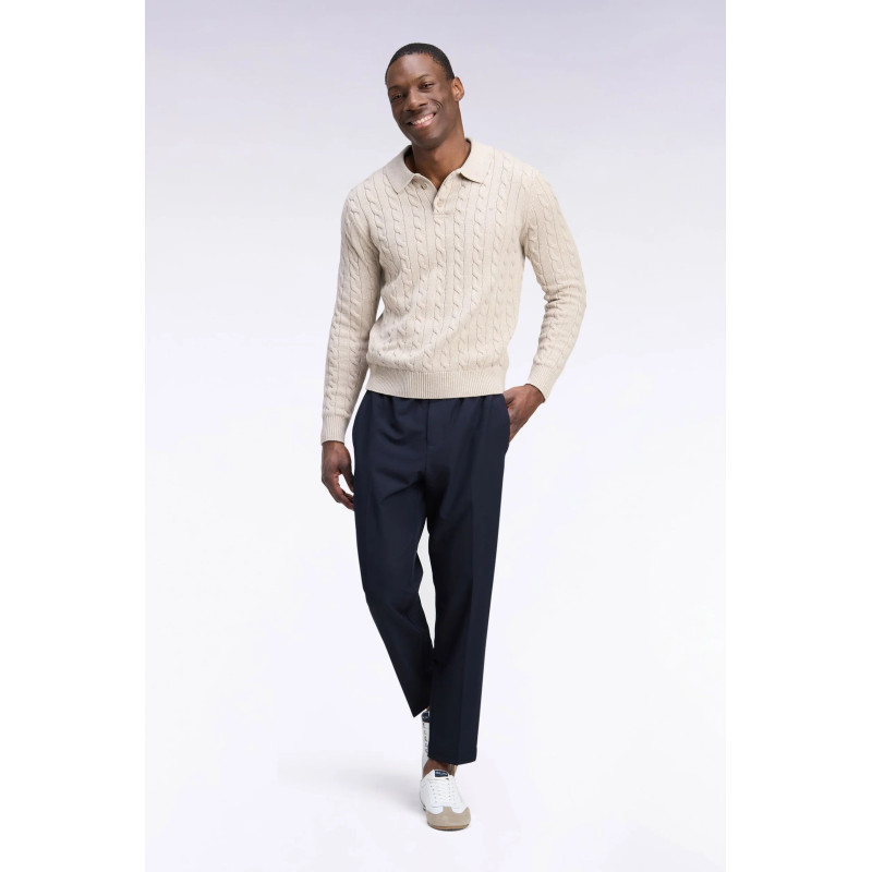 Pantalon stretch à taille élastique marine EDEN PARK - 3