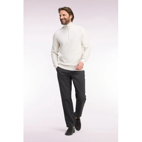 Pantalon chino regular en piqué de coton stretch – Kaki foncé EDEN PARK - 1