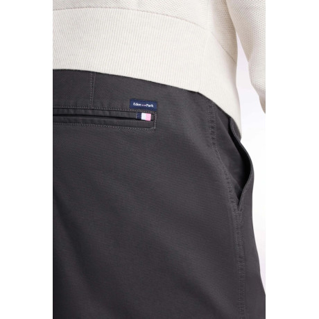 Pantalon chino regular en piqué de coton stretch – Kaki foncé EDEN PARK - 4