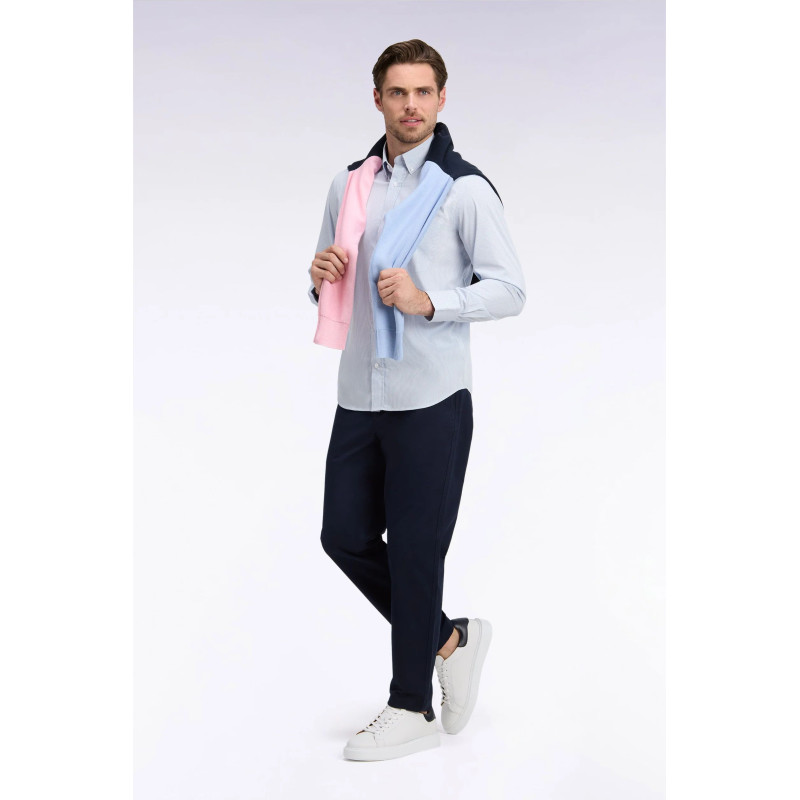 Pantalon chino regular en piqué de coton stretch – Marine EDEN PARK - 2