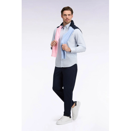 Pantalon chino regular en piqué de coton stretch – Marine EDEN PARK - 2