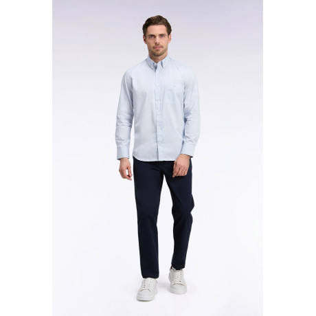Pantalon chino regular en piqué de coton stretch – Marine EDEN PARK - 3