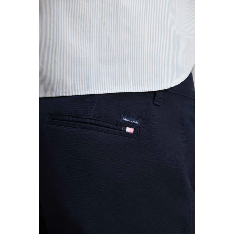 Pantalon chino regular en piqué de coton stretch – Marine EDEN PARK - 6