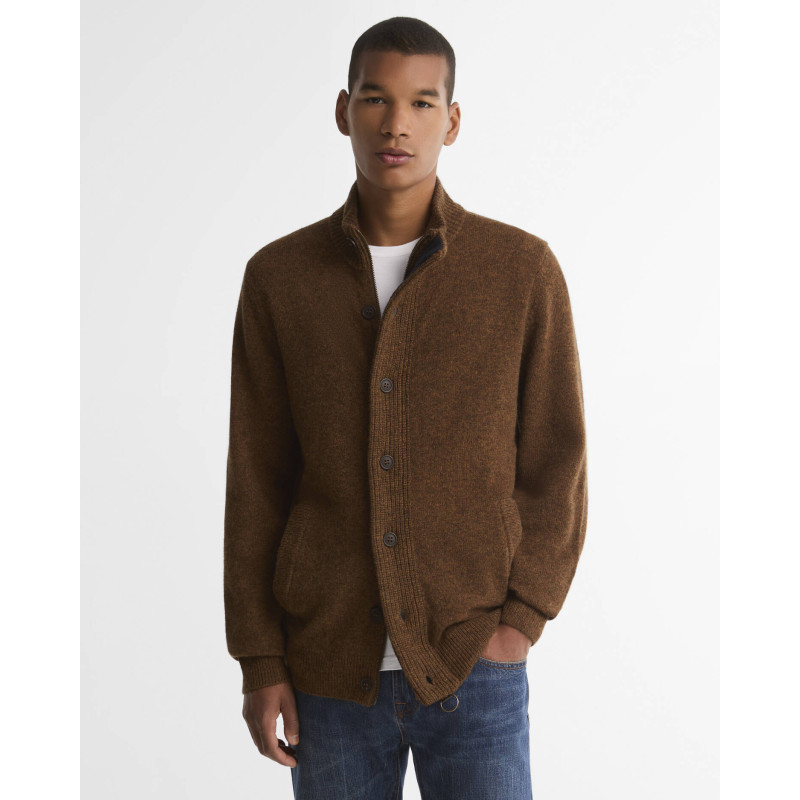 Gilet épais en laine d'agneau et coudières Alcantara - Style Country Chic BARBOUR - 1