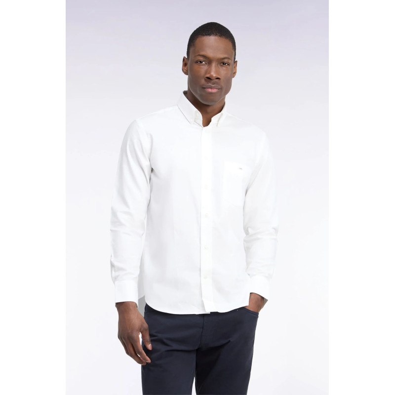 Chemise unie en coton blanc coupe droite EDEN PARK - 1