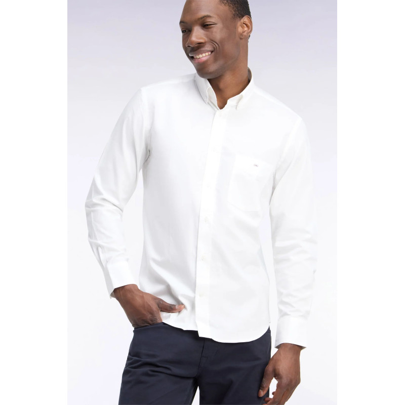 Chemise unie en coton blanc coupe droite EDEN PARK - 6