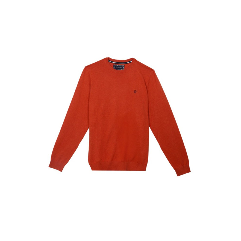 Pull col rond coton et cachemire orange CAMBRIDGE LEGEND - 1
