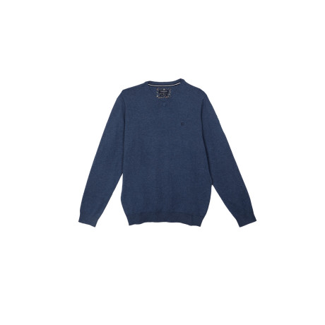 Pull col V cot/cash bleu jeans CAMBRIDGE LEGEND - 1