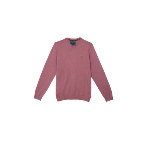 Pull col V coton et cachemire vieux rose CAMBRIDGE LEGEND - 1