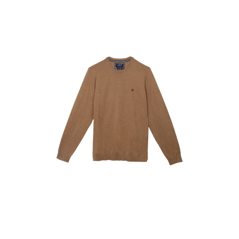 Pull col rond coton et cachemire caramel CAMBRIDGE LEGEND - 1