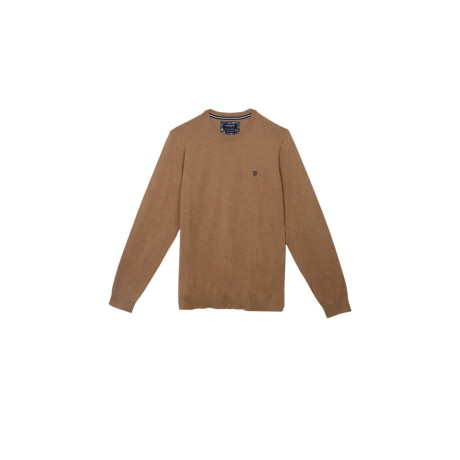 Pull col rond coton et cachemire caramel CAMBRIDGE LEGEND - 1