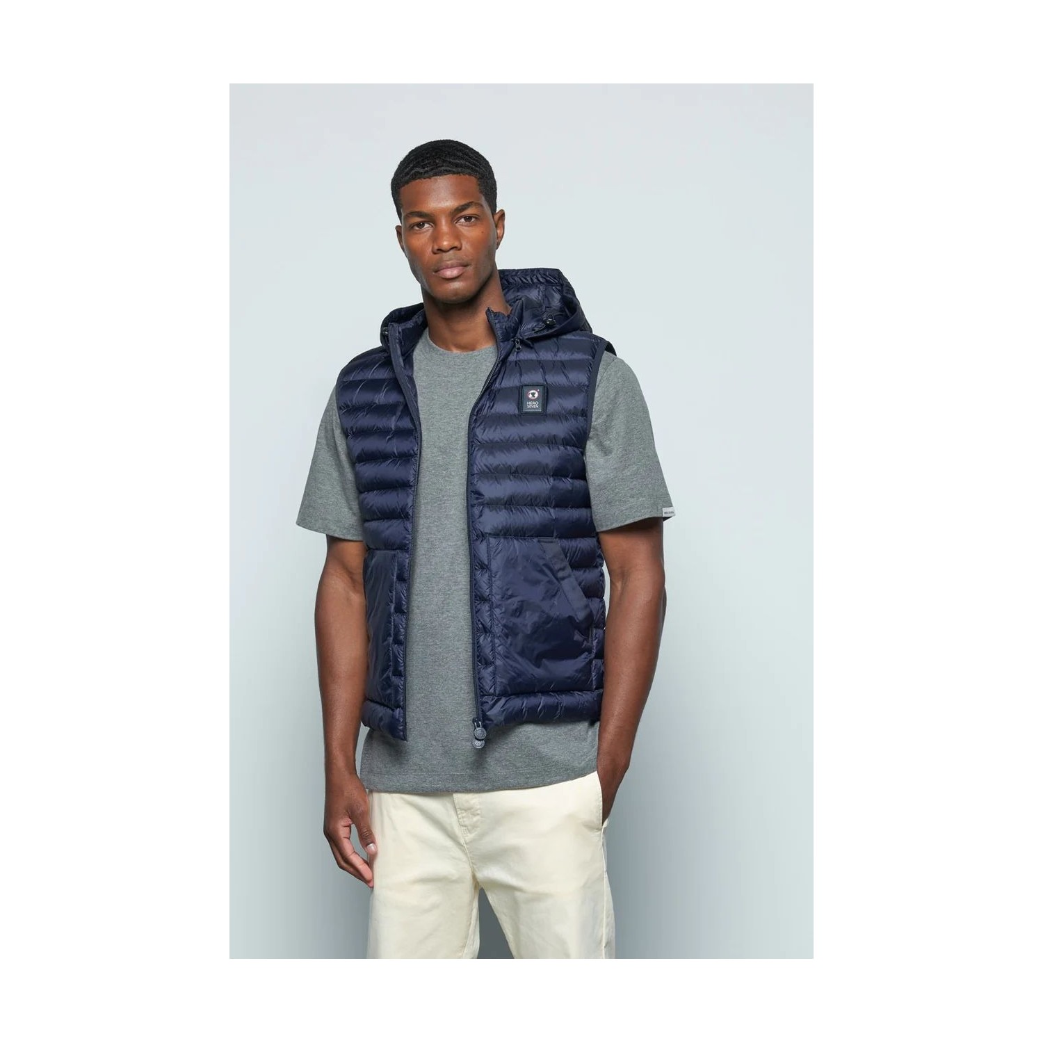 Gilet Sans Manches En Denim Avec Capuche - Coupe Courte, Poches à Rabat, Couleur Bleu Clair, Taille L