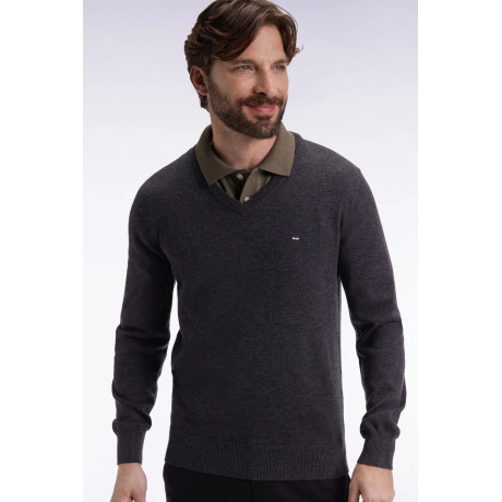 Pull col V Eden park gris EDEN PARK - 3