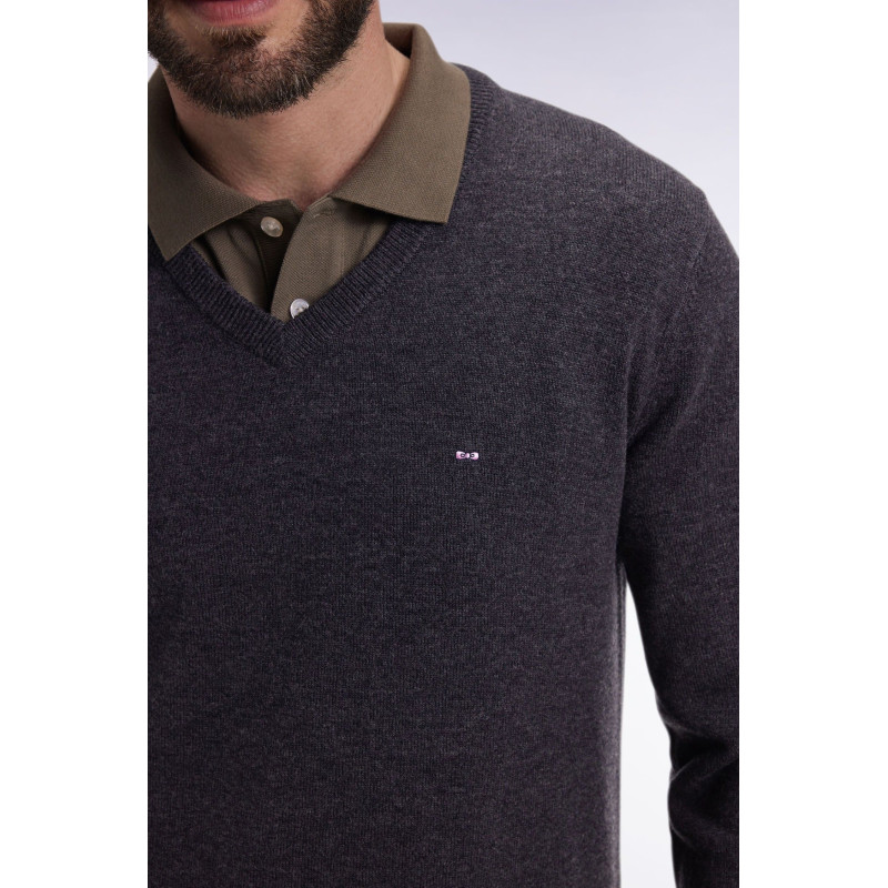 Pull col V Eden park gris EDEN PARK - 4
