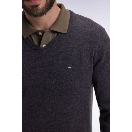 Pull col V Eden park gris EDEN PARK - 4