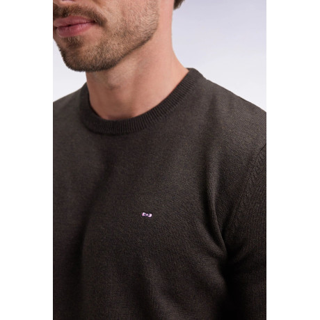 Pull col rond Eden park vert bouteille EDEN PARK - 4